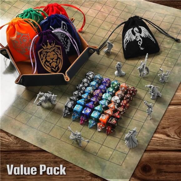 DND Dice Set, 42 Pcs polyhedral dice Set with 6 Colorful Animal Pattern Bag - Picture 7 of 8